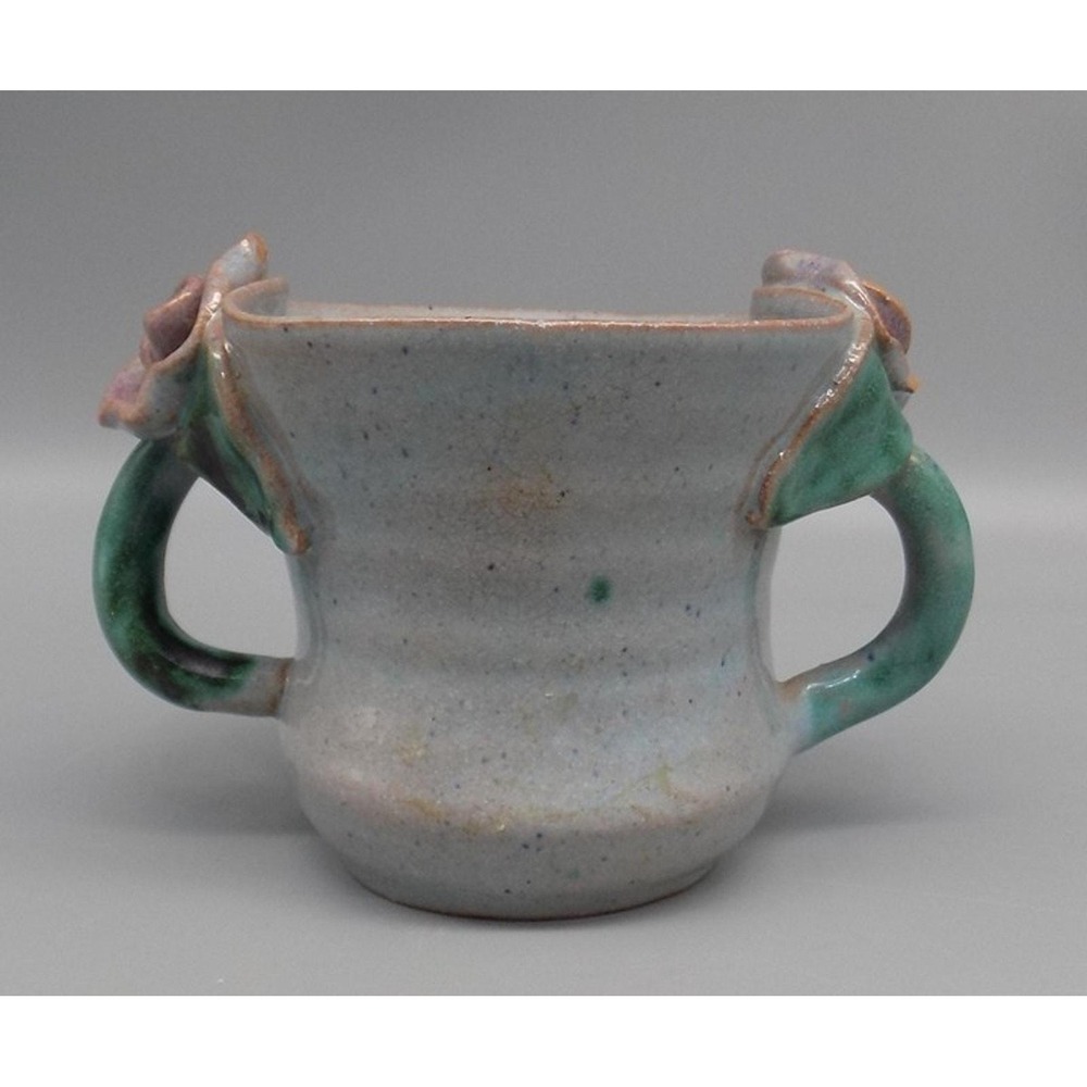 Mary Short Hand Made Double Handle Mini Vase Vintage 30's 40's Topeka KS Potter